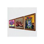 Pinecone Picasso Ağlayan Kadın, Karla Gerard Hayat Ağacı, Nar Taş Duvar Tablosu - Ahşap Çerçeveli Taş Tablo - 25x25 cm - 3 Parça Set - Dekoratif Duvar Sanatı - Modern Ev ve Ofis Duvar Dekoru W3-1076
