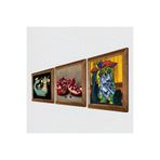 Pinecone Picasso Ağlayan Kadın, Şahmeran, Nar Taş Duvar Tablosu - Ahşap Çerçeveli Taş Tablo - 25x25 cm - 3 Parça Set - Dekoratif Duvar Sanatı - Modern Ev ve Ofis Duvar Dekoru W3-1034