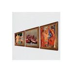 Pinecone Picasso Avignonlu Kızlar, İki Müzisyen Kız Tablosu, Nar Taş Duvar Tablosu - Ahşap Çerçeveli Taş Tablo - 25x25 cm - 3 Parça Set - Dekoratif Duvar Sanatı - Modern Ev Duvar Dekoru W3-1516