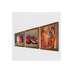 Pinecone Picasso Avignonlu Kızlar, Kaplumbağa Terbiyecisi, Nar Taş Duvar Tablosu - Ahşap Çerçeveli Taş Tablo - 25x25 cm - 3 Parça Set - Dekoratif Duvar Sanatı - Modern Ev ve Ofis Duvar Dekoru W3-1579