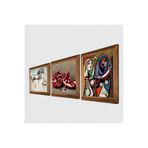 Pinecone Picasso Ayna Karşısındaki Kız, Da Vinci At Heykeli, Nar Taş Duvar Tablosu - Ahşap Çerçeveli Taş Tablo - 25x25 cm - 3 Parça Set - Dekoratif Duvar Sanatı - Modern Ev Duvar Dekoru W3-1346