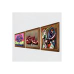 Pinecone Picasso Ayna Karşısındaki Kız, Hayat Ağacı, Nar Taş Duvar Tablosu - Ahşap Çerçeveli Taş Tablo - 25x25 cm - 3 Parça Set - Dekoratif Duvar Sanatı - Modern Ev ve Ofis Duvar Dekoru W3-1074