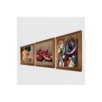 Pinecone Picasso Ayna Karşısındaki Kız, İki Müzisyen Kız, Nar Taş Duvar Tablosu - Ahşap Çerçeveli Taş Tablo - 25x25 cm - 3 Parça Set - Dekoratif Duvar Sanatı - Modern Ev ve Ofis Duvar Dekoru W3-1515