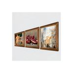Pinecone Salvador Dalí Amerika’nın Keşfi, İki Müzisyen Kız, Nar Taş Duvar Tablosu - Ahşap Çerçeveli Taş Tablo - 25x25 cm - 3 Parça Set - Dekoratif Duvar Sanatı - Modern Ev Duvar Dekoru W3-1518
