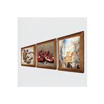 Pinecone Salvador Dalí Amerika’nın Keşfi, Kelebekli Çiçek, Nar Taş Duvar Tablosu - Ahşap Çerçeveli Taş Tablo - 25x25 cm - 3 Parça Set - Dekoratif Duvar Sanatı - Modern Ev ve Ofis Duvar Dekoru W3-1120