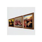 Pinecone Salvador Dalí Belleğin Azmi, Da Vinci Mona Lisa, Nar Taş Duvar Tablosu - Ahşap Çerçeveli Taş Tablo - 25x25 cm - 3 Parça Set - Dekoratif Duvar Sanatı - Modern Ev ve Ofis Duvar Dekoru W3-1459