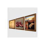 Pinecone Salvador Dalí Belleğin Azmi, Da Vinci Vitruvius Adamı, Nar Taş Duvar Tablosu - Ahşap Çerçeveli Taş Tablo - 25x25 cm - 3 Parça Set - Dekoratif Duvar Sanatı - Modern Ev Duvar Dekoru W3-1400