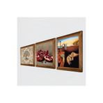 Pinecone Salvador Dalí Belleğin Azmi, Hayat Ağacı, Nar Taş Duvar Tablosu - Ahşap Çerçeveli Taş Tablo - 25x25 cm - 3 Parça Set - Dekoratif Duvar Sanatı - Modern Ev ve Ofis Duvar Dekoru W3-952