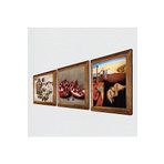 Pinecone Salvador Dalí Belleğin Azmi, Kelebekli Çiçek, Nar Taş Duvar Tablosu - Ahşap Çerçeveli Taş Tablo - 25x25 cm - 3 Parça Set - Dekoratif Duvar Sanatı - Modern Ev ve Ofis Duvar Dekoru W3-1122