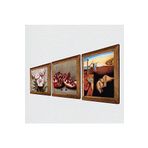 Pinecone Salvador Dalí Belleğin Azmi, Kelebekli Çiçek, Nar Taş Duvar Tablosu - Ahşap Çerçeveli Taş Tablo - 25x25 cm - 3 Parça Set - Dekoratif Duvar Sanatı - Modern Ev ve Ofis Duvar Dekoru W3-1280