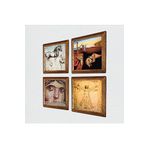 Pinecone Salvador Dalí, Çingene Kızı Mozaiği, Leonardo da Vinci Taş Duvar Tablosu - Ahşap Çerçeveli Taş Tablo - 25x25 cm - 4 Parça Set - Dekoratif Duvar Sanatı - Modern Ev ve Ofis Duvar Dekoru W4-973