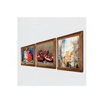 Pinecone Salvador Dalí, Kaplumbağa Terbiyecisi, Nar Taş Duvar Tablosu - Ahşap Çerçeveli Taş Tablo - 25x25 cm - 3 Parça Set - Dekoratif Duvar Sanatı - Modern Ev ve Ofis Duvar Dekoru W3-1581