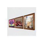 Pinecone Salvador Dalí, Karla Gerard Hayat Ağacı, Nar Taş Duvar Tablosu - Ahşap Çerçeveli Taş Tablo - 25x25 cm - 3 Parça Set - Dekoratif Duvar Sanatı - Modern Ev ve Ofis Duvar Dekoru W3-1077