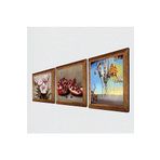 Pinecone Salvador Dalí, Kelebekli Çiçek, Nar Taş Duvar Tablosu - Ahşap Çerçeveli Taş Tablo - 25x25 cm - 3 Parça Set - Dekoratif Duvar Sanatı - Modern Ev ve Ofis Duvar Dekoru W3-1279