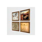 Pinecone Salvador Dalí, Mozaik Serisi, Leonardo da Vinci Taş Duvar Tablosu - Ahşap Çerçeveli Taş Tablo - 25x25 cm - 4 Parça Set - Dekoratif Duvar Sanatı - Modern Ev ve Ofis Duvar Dekoru W4-975