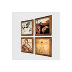 Pinecone Salvador Dalí, Soteria Mozaiği, Leonardo da Vinci Taş Duvar Tablosu - Ahşap Çerçeveli Taş Tablo - 25x25 cm - 4 Parça Set - Dekoratif Duvar Sanatı - Modern Ev ve Ofis Duvar Dekoru W4-974