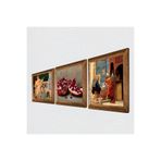 Pinecone Satranç Oyunu, İki Müzisyen Kız Tablosu, Nar Taş Duvar Tablosu - Ahşap Çerçeveli Taş Tablo - 25x25 cm - 3 Parça Set - Dekoratif Duvar Sanatı - Modern Ev ve Ofis Duvar Dekoru W3-1462