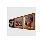 Pinecone Satranç Oyunu, Şahmeran, Nar Taş Duvar Tablosu - Ahşap Çerçeveli Taş Tablo - 25x25 cm - 3 Parça Set - Dekoratif Duvar Sanatı - Modern Ev ve Ofis Duvar Dekoru W3-963