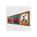 Pinecone Semazen, Nar Taş Duvar Tablosu - Ahşap Çerçeveli Taş Tablo - 25x25 cm - 3 Parça Set - Dekoratif Duvar Sanatı - Modern Ev ve Ofis Duvar Dekoru W3-784