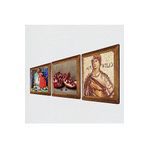 Pinecone Soteria Mozaiği, Kaplumbağa Terbiyecisi, Nar Taş Duvar Tablosu - Ahşap Çerçeveli Taş Tablo - 25x25 cm - 3 Parça Set - Dekoratif Duvar Sanatı - Modern Ev ve Ofis Duvar Dekoru W3-1533