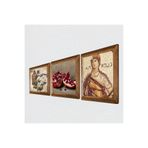 Pinecone Soteria Mozaiği, Kelebekli Çiçek, Nar Taş Duvar Tablosu - Ahşap Çerçeveli Taş Tablo - 25x25 cm - 3 Parça Set - Dekoratif Duvar Sanatı - Modern Ev ve Ofis Duvar Dekoru W3-1087