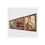 Pinecone Soteria Mozaiği, Kelebekli Çiçek, Nar Taş Duvar Tablosu - Ahşap Çerçeveli Taş Tablo - 25x25 cm - 3 Parça Set - Dekoratif Duvar Sanatı - Modern Ev ve Ofis Duvar Dekoru W3-1142