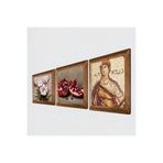 Pinecone Soteria Mozaiği, Kelebekli Çiçek, Nar Taş Duvar Tablosu - Ahşap Çerçeveli Taş Tablo - 25x25 cm - 3 Parça Set - Dekoratif Duvar Sanatı - Modern Ev ve Ofis Duvar Dekoru W3-1221