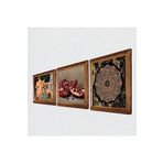 Pinecone Sri Yantra, İki Müzisyen Kız Tablosu, Nar Taş Duvar Tablosu - Ahşap Çerçeveli Taş Tablo - 25x25 cm - 3 Parça Set - Dekoratif Duvar Sanatı - Modern Ev ve Ofis Duvar Dekoru W3-1491