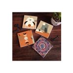 Pinecone Stone Bohem, Mandala Taş Bardak Altlığı Seti - 4 Parça - Dekoratif, Rustik Mutfak Aksesuarı, 10x10 cm, Kaydırmaz Tabanlı, Şık ve Dayanıklı SC130