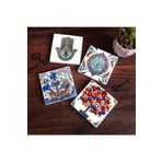 Pinecone Stone Çini Sanatı, Yelkenli Gemi, Nar Ağacı, Fatma Ana Eli (Hamsa) Taş Bardak Altlığı Seti - 4 Parça - Dekoratif, Rustik Mutfak Aksesuarı, 10x10 cm, Kaydırmaz Tabanlı, Şık ve Dayanıklı SC201