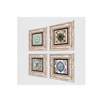 Pinecone Stone Desen, Fas Desenli Vintage, Çini Sanatı Taş Duvar Tablosu - Çerçeveli Taş Tablo - Dekoratif Duvar Sanatı - Modern Ev ve Ofis Duvar Dekoru K4-130