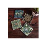 Pinecone Stone Hayat Ağacı, Mandala, Nazar, Sri Yantra Taş Bardak Altlığı Seti - 4 Parça - Dekoratif, Rustik Mutfak Aksesuarı, 10x10 cm, Kaydırmaz Tabanlı, Şık ve Dayanıklı SC177
