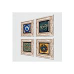 Pinecone Stone Mandala, Nazar Taş Duvar Tablosu - Çerçeveli Taş Tablo - Dekoratif Duvar Sanatı - Modern Ev ve Ofis Duvar Dekoru T4-1230