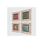Pinecone Stone Mandala Taş Duvar Tablosu - Çerçeveli Taş Tablo - Dekoratif Duvar Sanatı - Modern Ev ve Ofis Duvar Dekoru T4-1084
