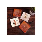 Pinecone Stone Minimalist Soyut, Sri Yantra, Mandala Taş Bardak Altlığı Seti - 4 Parça - Dekoratif, Rustik Mutfak Aksesuarı, 10x10 cm, Kaydırmaz Tabanlı, Şık ve Dayanıklı SC299