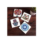 Pinecone Stone Nazar, Fatma Ana Eli (Hamsa), Şahmeran, Nar Ağacı Taş Bardak Altlığı Seti - 4 Parça - Dekoratif, Rustik Mutfak Aksesuarı, 10x10 cm, Kaydırmaz Tabanlı, Şık ve Dayanıklı SC219
