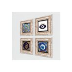 Pinecone Stone Nazar, Mandala, Tavus Kuşu Taş Duvar Tablosu - Çerçeveli Taş Tablo - Dekoratif Duvar Sanatı - Modern Ev ve Ofis Duvar Dekoru T4-1629