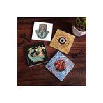 Pinecone Stone Nazar, Şahmeran, Nar, Fatma Ana Eli (Hamsa) Taş Bardak Altlığı Seti - 4 Parça - Dekoratif, Rustik Mutfak Aksesuarı, 10x10 cm, Kaydırmaz Tabanlı, Şık ve Dayanıklı SC507