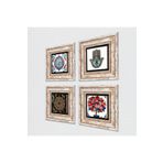 Pinecone Stone Sri Yantra, Çini Sanatı, Nar Ağacı, Fatma Ana Eli (Hamsa) Taş Duvar Tablosu - Çerçeveli Taş Tablo - Dekoratif Duvar Sanatı - Modern Ev ve Ofis Duvar Dekoru K4-255