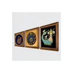 Pinecone Tavus Kuşu, Lale Ebru Sanatı, Şahmeran Taş Duvar Tablosu - Ahşap Çerçeveli Taş Tablo - 25x25 cm - 3 Parça Set - Dekoratif Duvar Sanatı - Modern Ev ve Ofis Duvar Dekoru W3-657