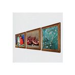 Pinecone Van Gogh Badem Ağacı, Kaplumbağa Terbiyecisi, Nar Taş Duvar Tablosu - Ahşap Çerçeveli Taş Tablo - 25x25 cm - 3 Parça Set - Dekoratif Duvar Sanatı - Modern Ev ve Ofis Duvar Dekoru W3-1528