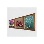 Pinecone Van Gogh Badem Ağacı, Karla Gerard Hayat Ağacı, Nar Taş Duvar Tablosu - Ahşap Çerçeveli Taş Tablo - 25x25 cm - 3 Parça Set - Dekoratif Duvar Sanatı - Modern Ev ve Ofis Duvar Dekoru W3-1043