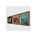 Pinecone Van Gogh Badem Ağacı, Şahmeran, Nar Taş Duvar Tablosu - Ahşap Çerçeveli Taş Tablo - 25x25 cm - 3 Parça Set - Dekoratif Duvar Sanatı - Modern Ev ve Ofis Duvar Dekoru W3-970