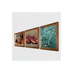 Pinecone Van Gogh Badem Ağacı, Satranç Oyunu, Nar Taş Duvar Tablosu - Ahşap Çerçeveli Taş Tablo - 25x25 cm - 3 Parça Set - Dekoratif Duvar Sanatı - Modern Ev ve Ofis Duvar Dekoru W3-1590