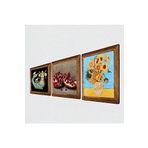 Pinecone Van Gogh On İki Ayçiçekli Vazo, Şahmeran, Nar Taş Duvar Tablosu - Ahşap Çerçeveli Taş Tablo - 25x25 cm - 3 Parça Set - Dekoratif Duvar Sanatı - Modern Ev ve Ofis Duvar Dekoru W3-1026