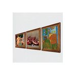 Pinecone Van Gogh Yatak Odası, İki Müzisyen Kız, Nar Taş Duvar Tablosu - Ahşap Çerçeveli Taş Tablo - 25x25 cm - 3 Parça Set - Dekoratif Duvar Sanatı - Modern Ev ve Ofis Duvar Dekoru W3-1512