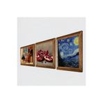 Pinecone Van Gogh Yıldızlı Gece, Satranç Oyunu, Nar Taş Duvar Tablosu - Ahşap Çerçeveli Taş Tablo - 25x25 cm - 3 Parça Set - Dekoratif Duvar Sanatı - Modern Ev ve Ofis Duvar Dekoru W3-1591