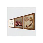 Pinecone Vav, Elif, Nar Taş Duvar Tablosu - Ahşap Çerçeveli Taş Tablo - 25x25 cm - 3 Parça Set - Dekoratif Duvar Sanatı - Modern Ev ve Ofis Duvar Dekoru W3-1639
