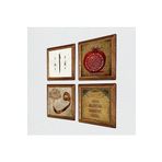 Pinecone Vav, Elif, Nazar Duası, Bereket Duası Taş Duvar Tablosu - Ahşap Çerçeveli Taş Tablo - 25x25 cm - 4 Parça Set - Dekoratif Duvar Sanatı - Modern Ev ve Ofis Duvar Dekoru W4-720