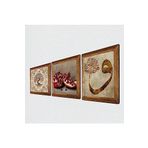 Pinecone Vav, Hayat Ağacı, Nar Taş Duvar Tablosu - Ahşap Çerçeveli Taş Tablo - 25x25 cm - 3 Parça Set - Dekoratif Duvar Sanatı - Modern Ev ve Ofis Duvar Dekoru W3-919